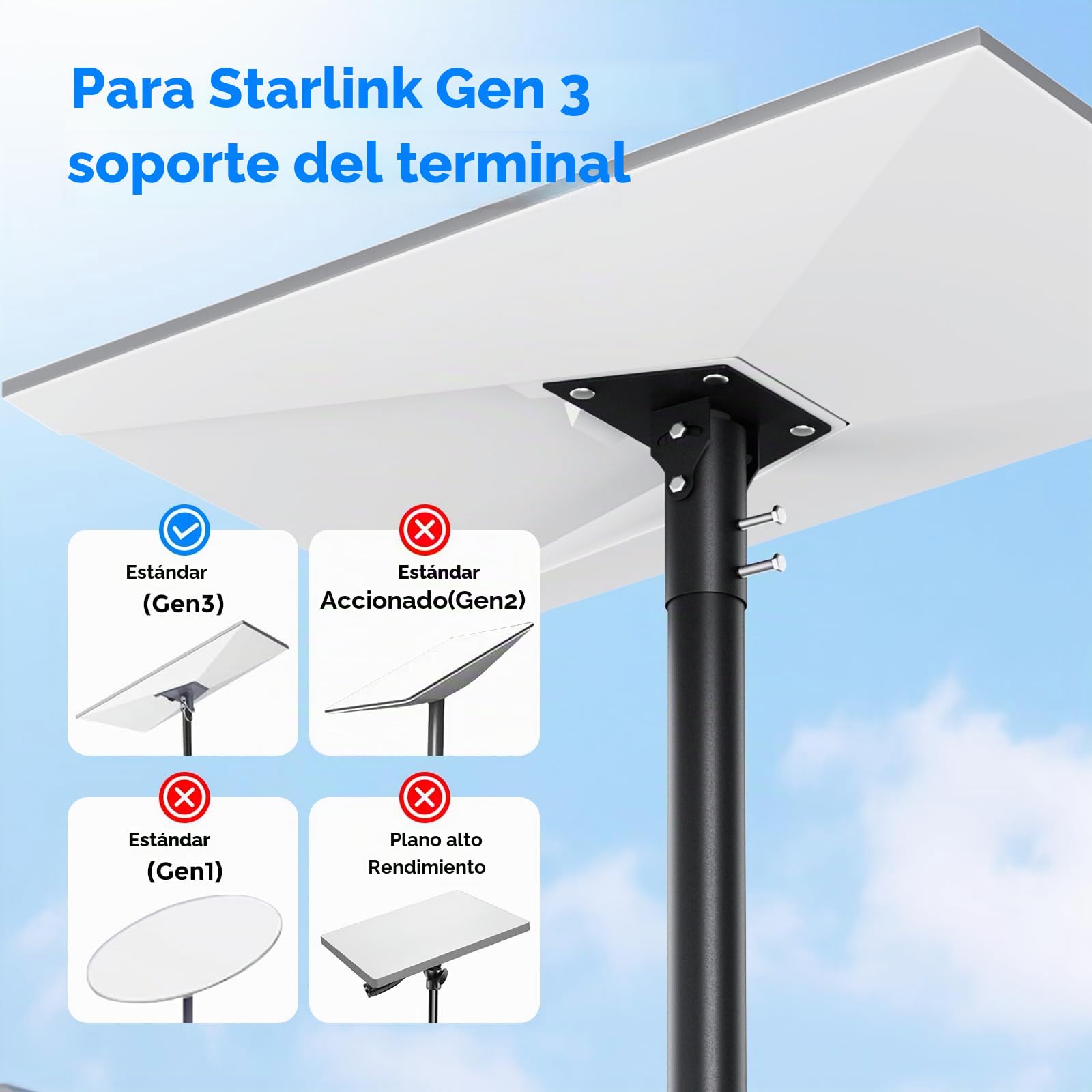 Soporte ajustable Starlink Gen 3, adaptador de tubo Starlink Gen 3, para base de montaje Starlink V3, placa de montaje ajustable Starlink V3, diámetro del tubo de 1,73 (4,4 cm) pulgadas