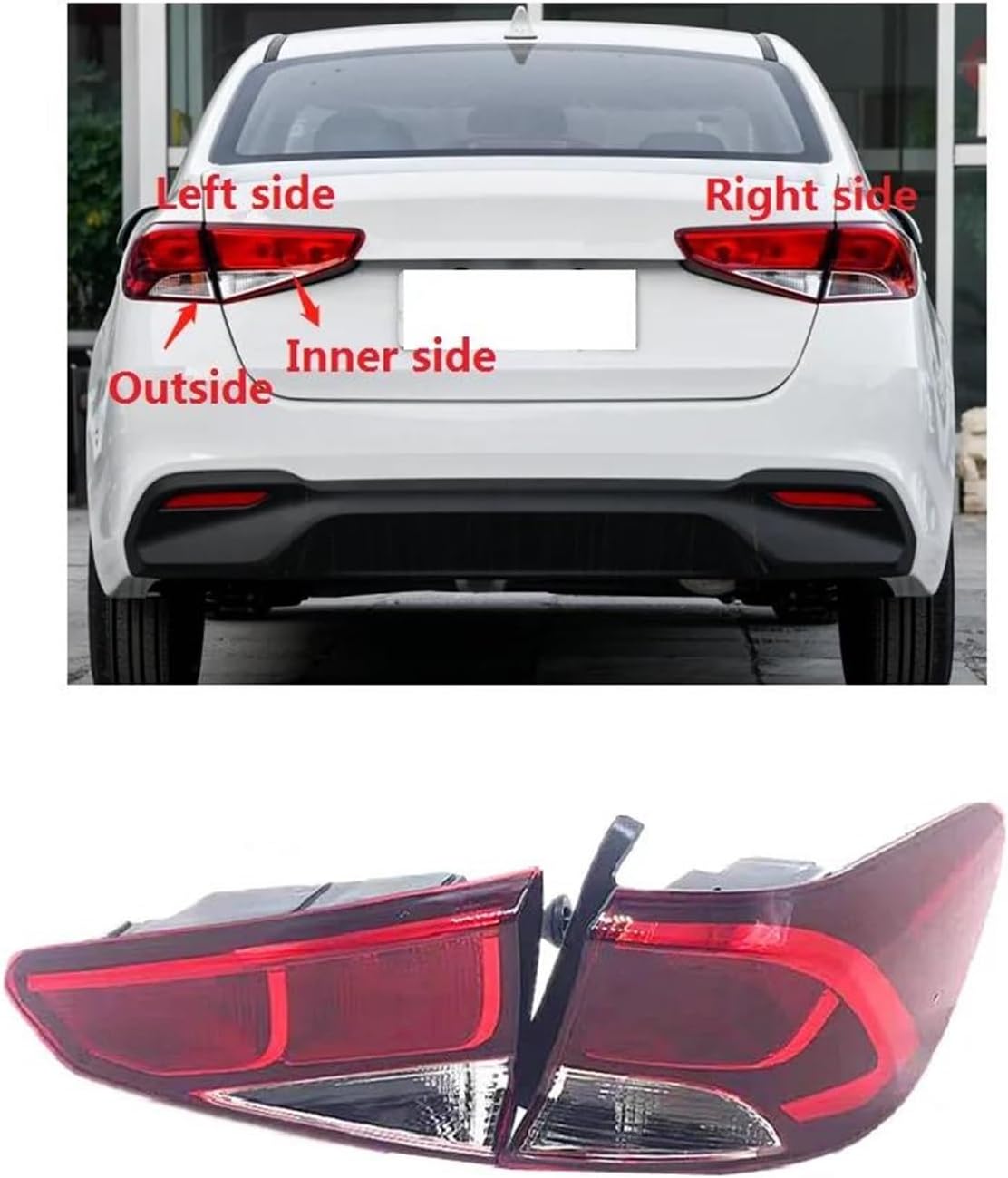 Car Rear Lights Upgrade for Kia Forte 2018 2019 2020 Rear Tail Turn Signal Light Stop Brake Lamp Taillight Assembly(Left Outside)