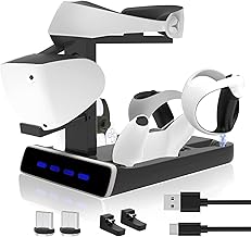 PS5 Controller Charger Station, [5 in 1] PS VR 2 Charger Station VR 2 Controller Charging Dock, PS5 Charger Station with LED Indicators & Magnetic Connectors & Type-C Cable