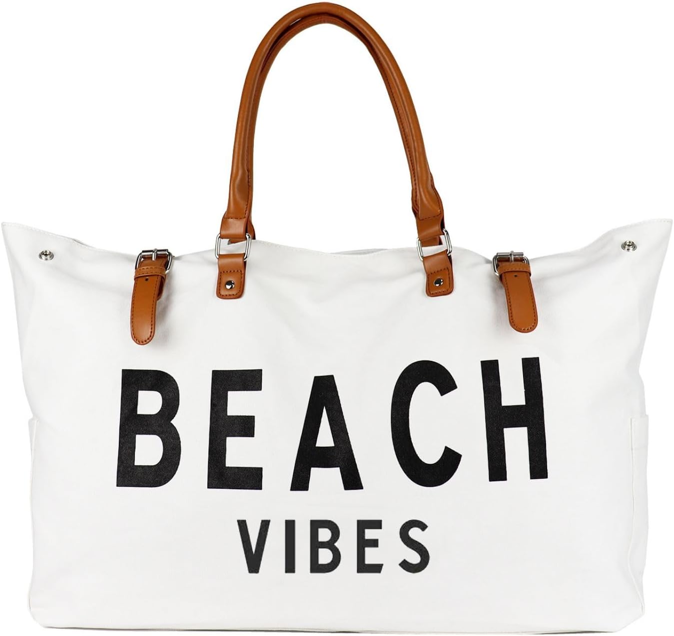 Beach Bag with Vegan Leather Handle, Extra Large Beach Bag for Women Waterproof Sandproof, White | Extra Large, Waterproof, Sandproof, Vegan Leather Handle, Extra Large