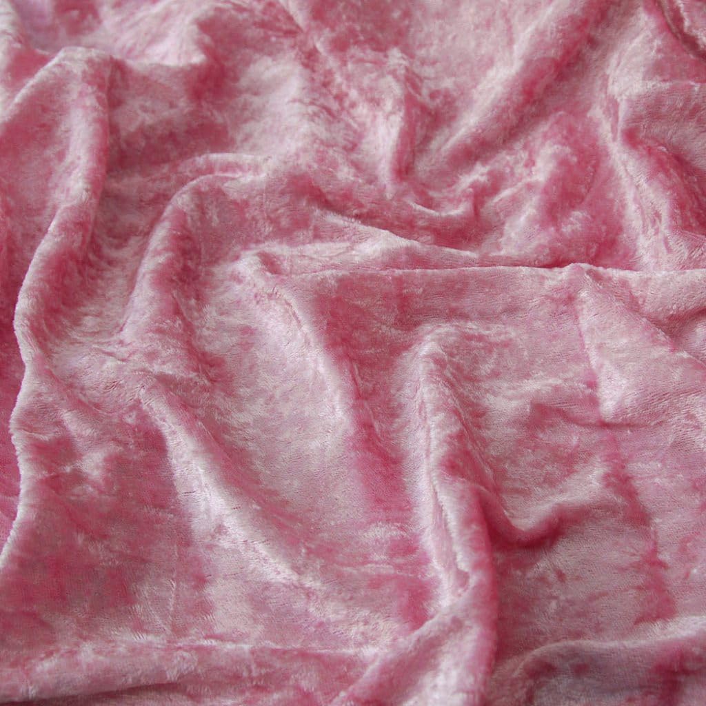 Crushed Velvet Fabric 59" Wide - Premium Velvet Material for Upholstery, Home Decor - Available in Gold, Black, Green, Blue, White, Red, Silver - Fabric by The Metre (Baby Pink, 5m)