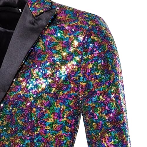 Mens Slim Fit 1 Button Blazer Jacket Shiny Suit Blazer Sequins Dress Coat Party Wedding Suit Blazer Outwear3