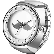Avaner Men Women Finger Watches Elastic Band Stretchy Mini Quartz Stainless Steel Ring Watch