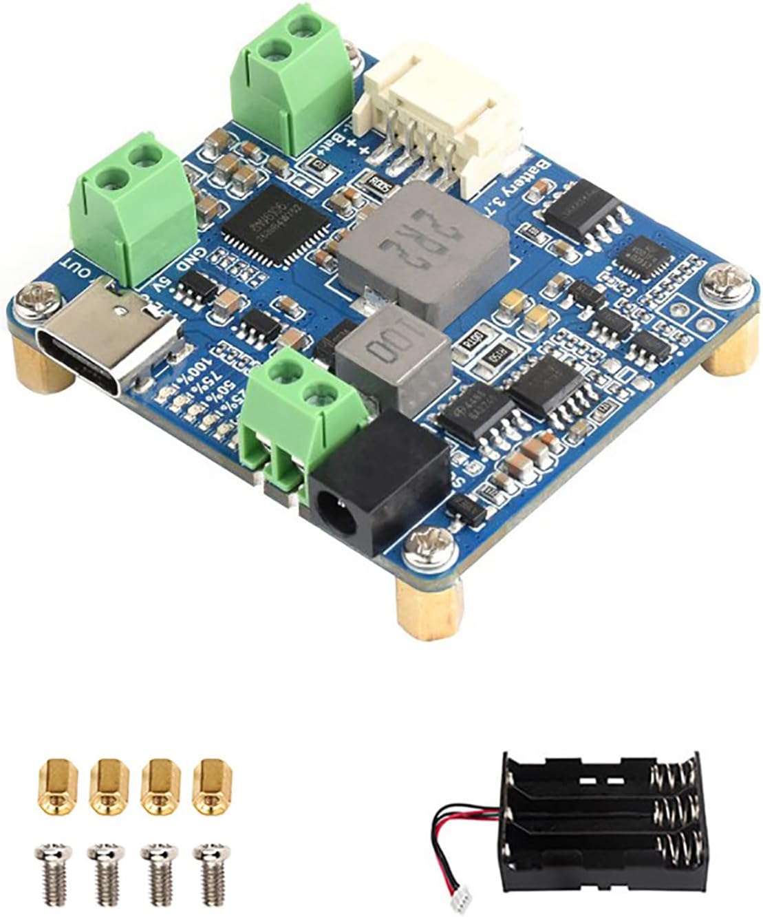 Photo voltaic Energy Administration Module (D) Helps 6V24V Photo voltaic Panel and Kind-C Energy Adapter MPPT Operate 5V/3A Regulated Output, with Battery Holder