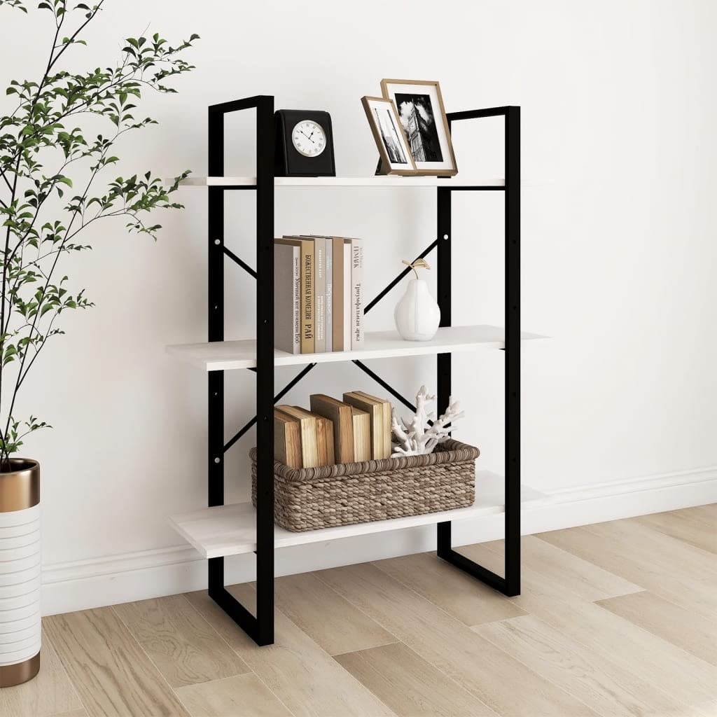 Bücherregal Weiß 80x30x105 cm aus Massivholz Kiefer, Regal mit 3 Fächern für Deko und Aufbewahrung, pflegeleicht mit feuchtem Tuch