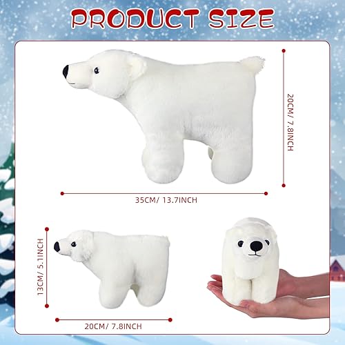 Miniatura 2 de Zubebe Juego de 4 animales de peluche de oso polar, animales blancos grandes, de peluche, suave, regalos de peluche para decoración de cumpleaños de