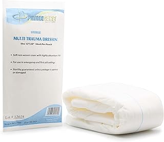 Primacare WT-7705 First Aid Sterile Multi Trauma Dressing for Stopping Heavy Bleeding in Large Open Wounds, Treating Lacerations and Piercing Injuries, 30