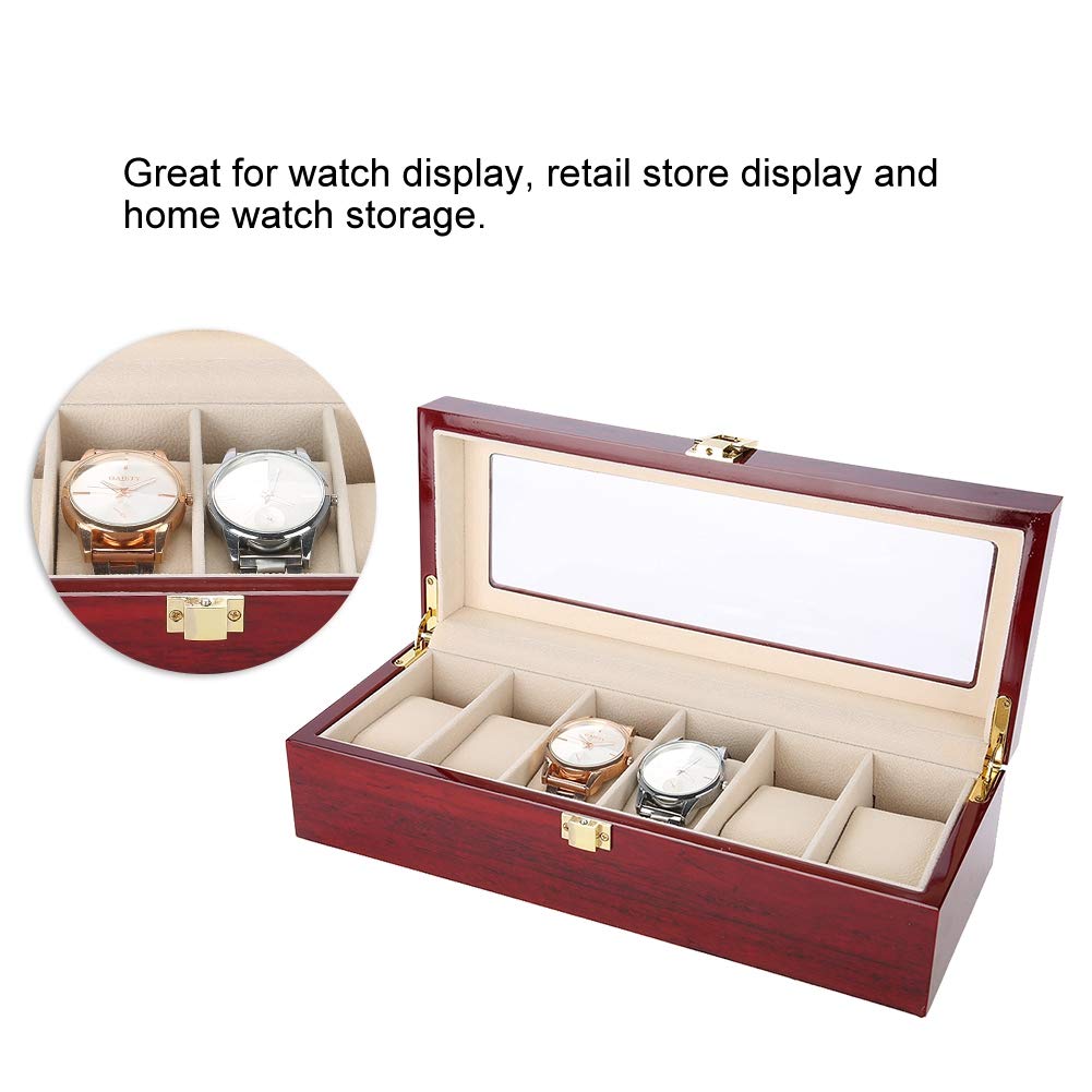 Dioche Watch Storage Case, 6 Slots Luxury Watch Case Display Organizer for Men and Women Watch Jewelry Large Holder Boxes - Image 2