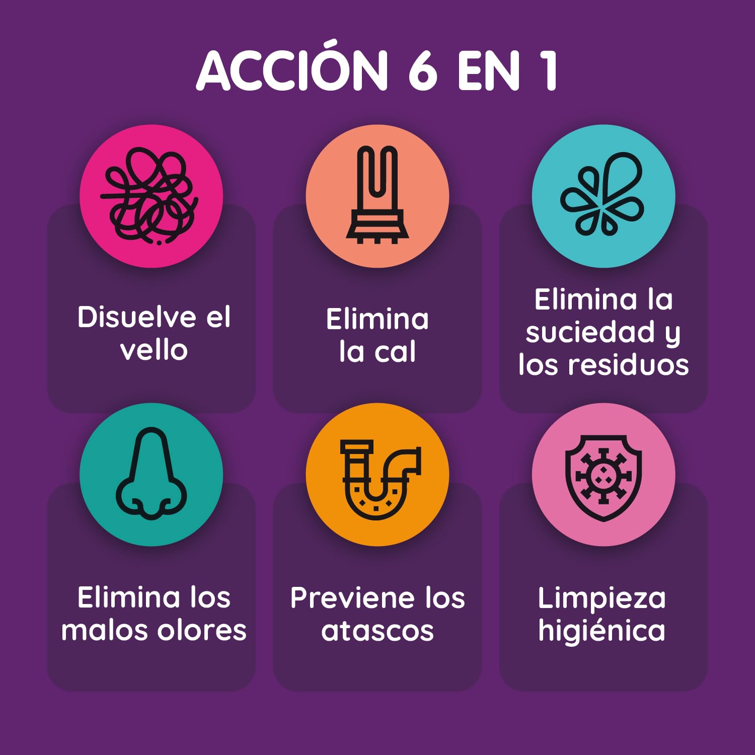 Vamoosh Limpiador de Lavadoras 6 en 1, Aroma Algodón Fresco. Disuelve pelo, elimina olores y cal, limpia en profundidad, deja olor fresco, antibacteriano, desincrusta, 6 lavados