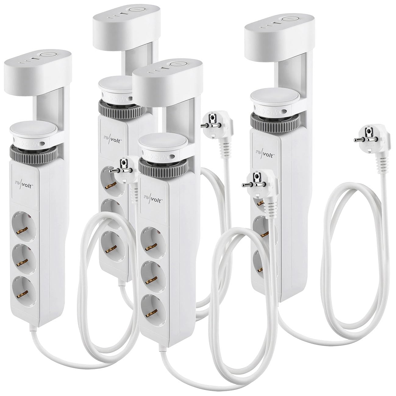 revolt Tischsteckdosenleiste – 4er-Set, 3-fach, USB-C/USB-A, Schraubbefestigung