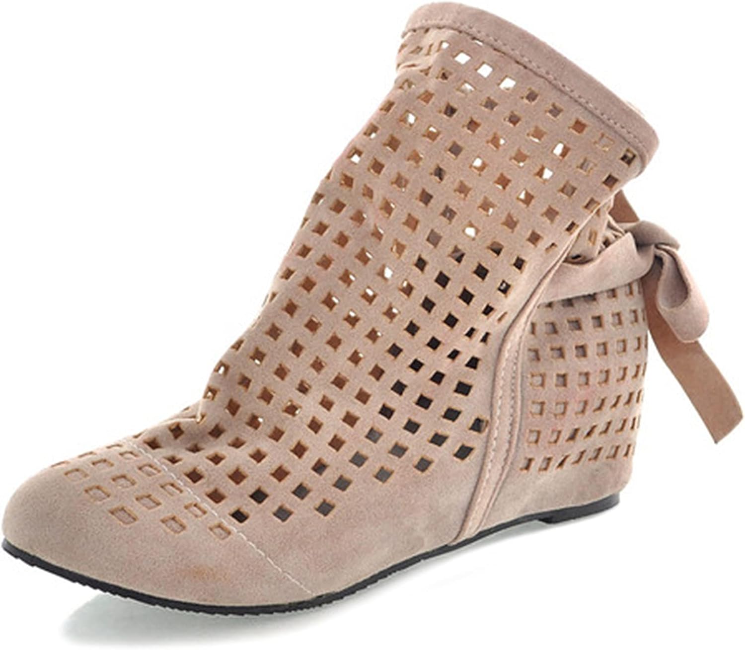 Gicoiz Women Round Toe Classic Wedge Heel Summer Ankle Boots