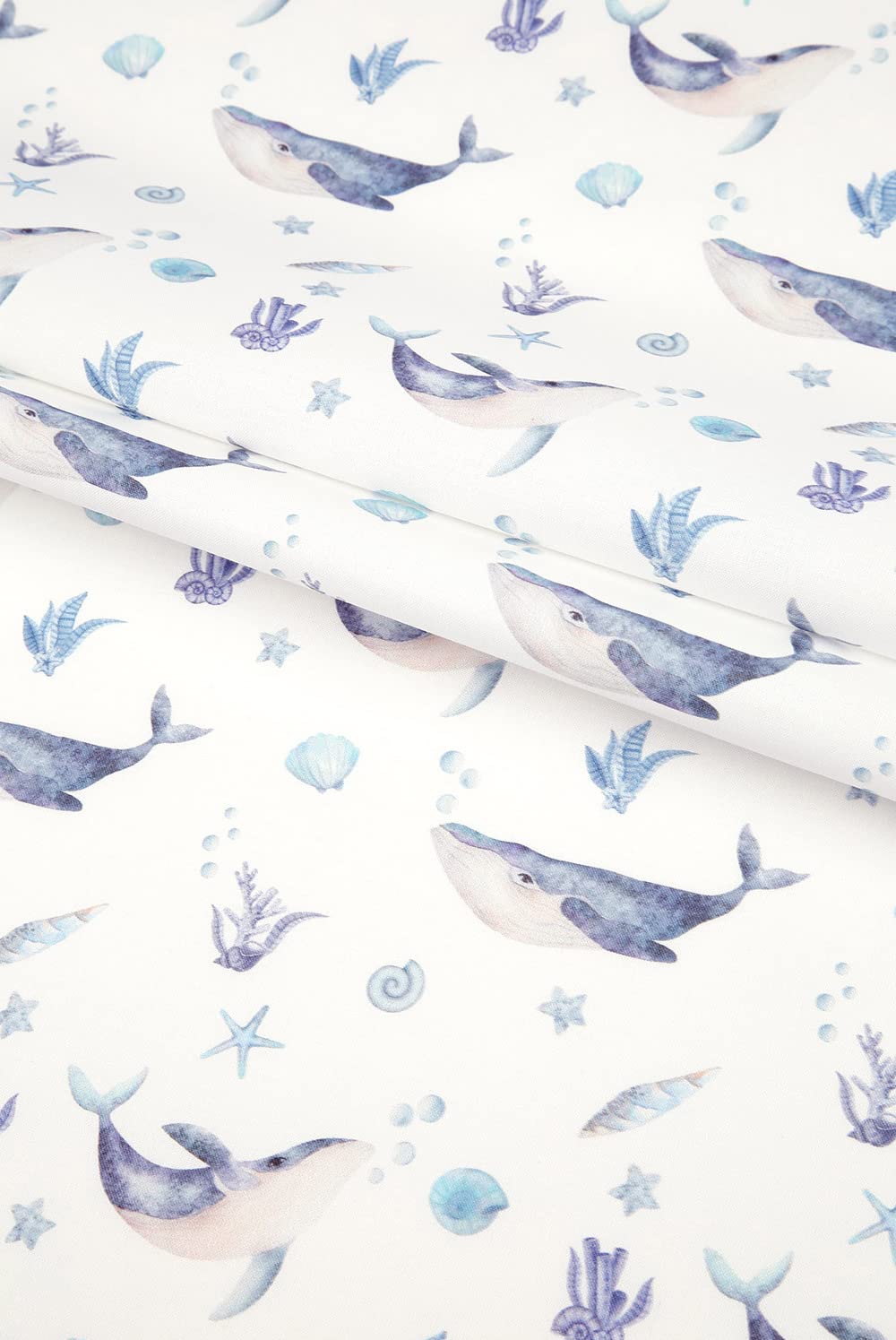 Amazon | 【韓国生地】 動物柄 クジラ柄 オーシャン クジラの遊泳 生地 コットン100％ シーチング Korean Animal Whale  Fabric 45cm X 110cm | 布・生地 通販