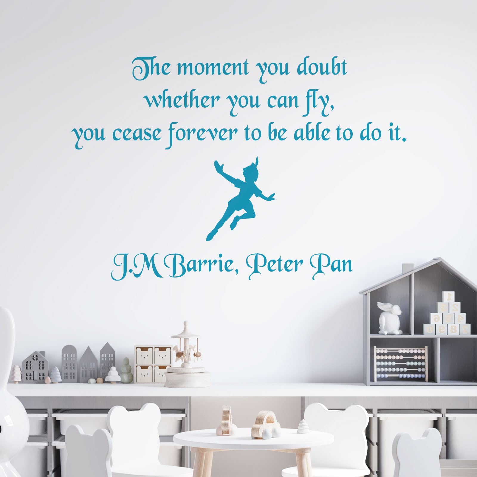 The Moment You Doubt Whether You Can Fly... - Peter Pan Book Disney Quote Decal Wall Sticker [Large] [Sky]