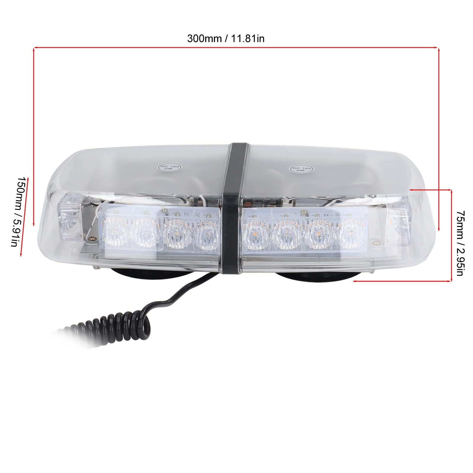 Luz De Advertencia Estroboscópica LED DC 12V Lámparas Intermitentes De Emergencia LED/barra De Iluminación De Advertencia De Peligro Con Base Magnética Para Seguridad En El Techo Del Yate Del Coche
