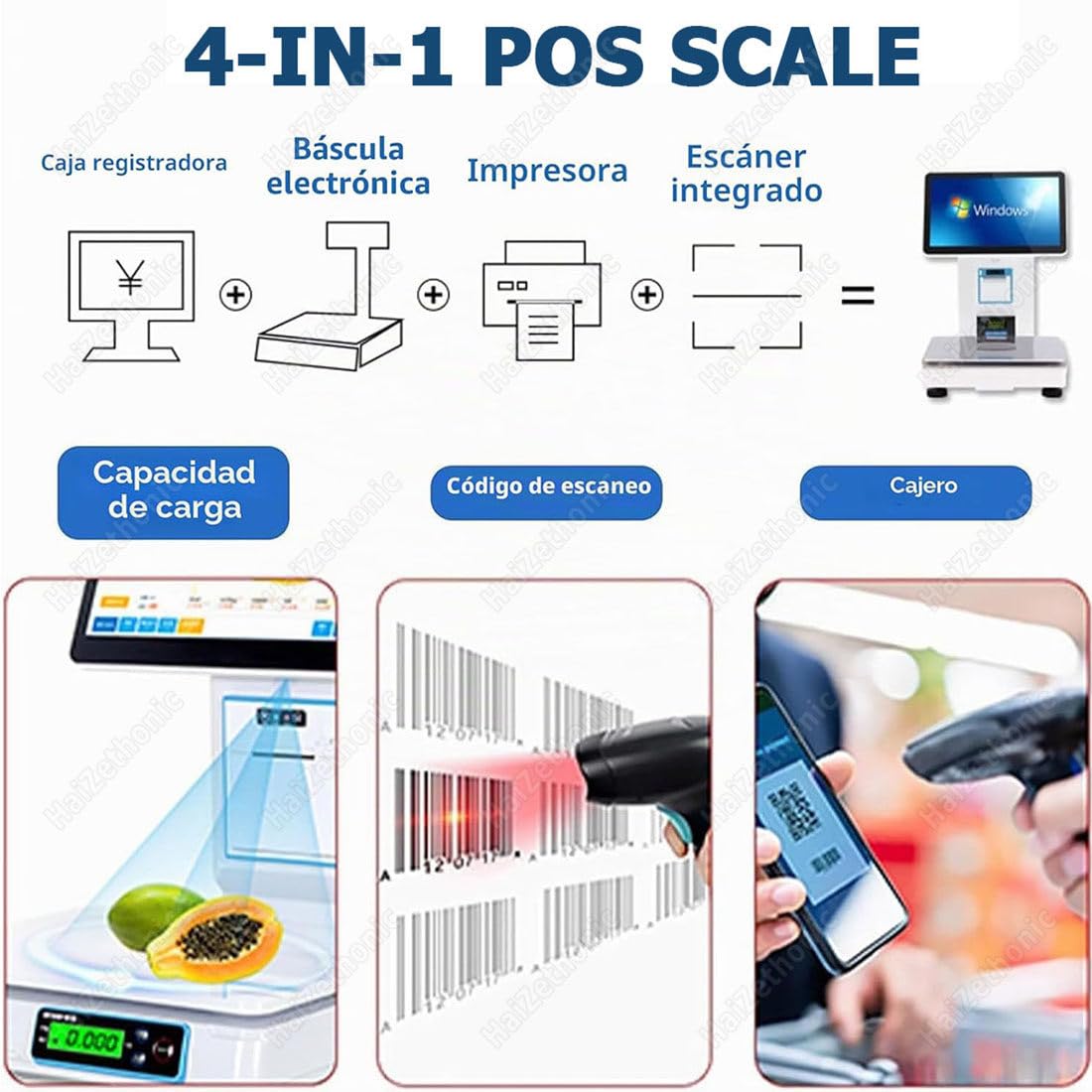 Kasa Fiskalna:Ważenie, Drukowanie I Skanowanie Kodów Kreskowyc Dualscreen