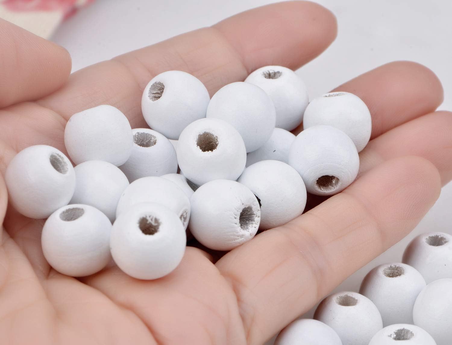 AD Beads Wood Spacer Loose Wooden Craft Beads Big Hole Beads Assorted for Necklace Bracelet Craft Making Decoration (10x12mm 100pcs, White) - Image 4