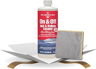 Marykate On & Off Hull and Bottom Cleaner 32 oz Bundle with Microfiber Towel – Cleans Waterline Stains, Algae, and Rust on Fiberglass Surfaces – Gift Set (2 Items)