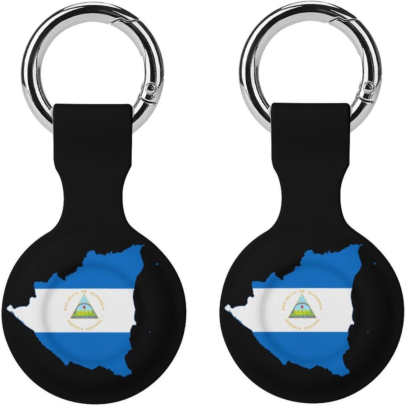 Flag Map of Nicaragua Funny Cover Compatible with AirTag Case Protector GPS Tracker Holder with Keychain