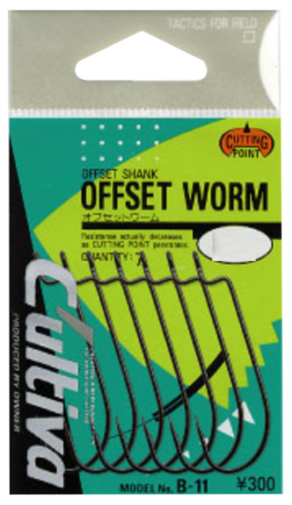 Hameçon Offset Owner B-11 Worm Hook, Taille 1, Lot De 7, Noir, Pour Pêche Au Leurre Souple