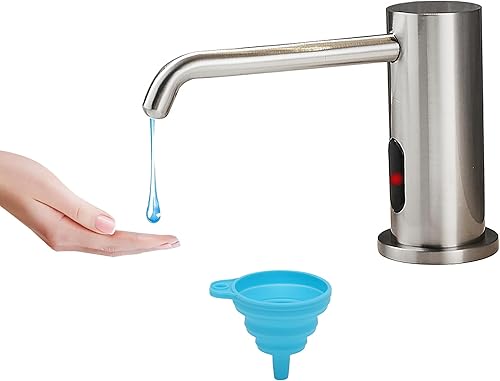 Dispensador automático de jabón sin contacto para fregadero de cocina, baño, líquido integrado en níquel cepillado, dispensador de jabón comercial