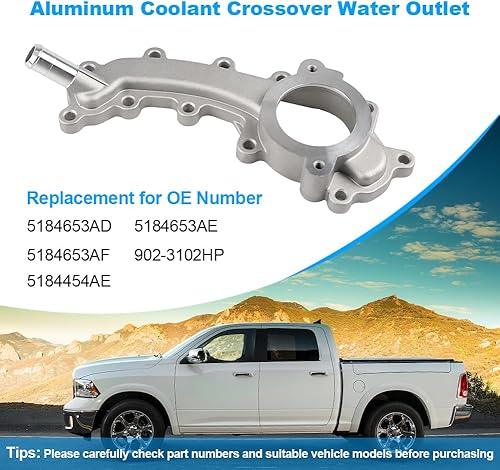Miniatura 7 de Salida de agua cruzada de refrigerante de aluminio compatible con Chrysler Town & Country 200 300 Dodge Charger Durango Grand Caravan Journey Jeep
