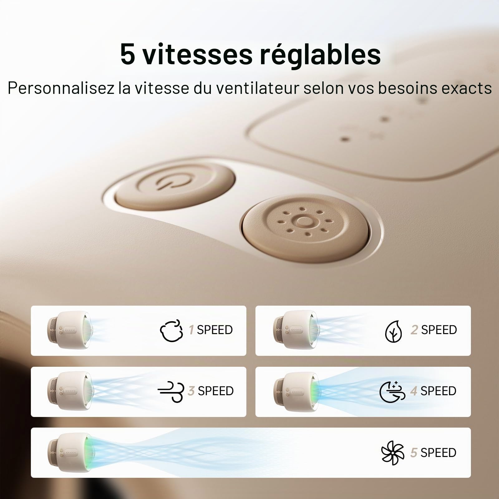 JISULIFE Ventilateur de poussette portable pour bébé, petit ventilateur à piles, ventilateur pour siège de voiture avec technologie de purification et d'amélioration de l'air, sans pales, ventilateur