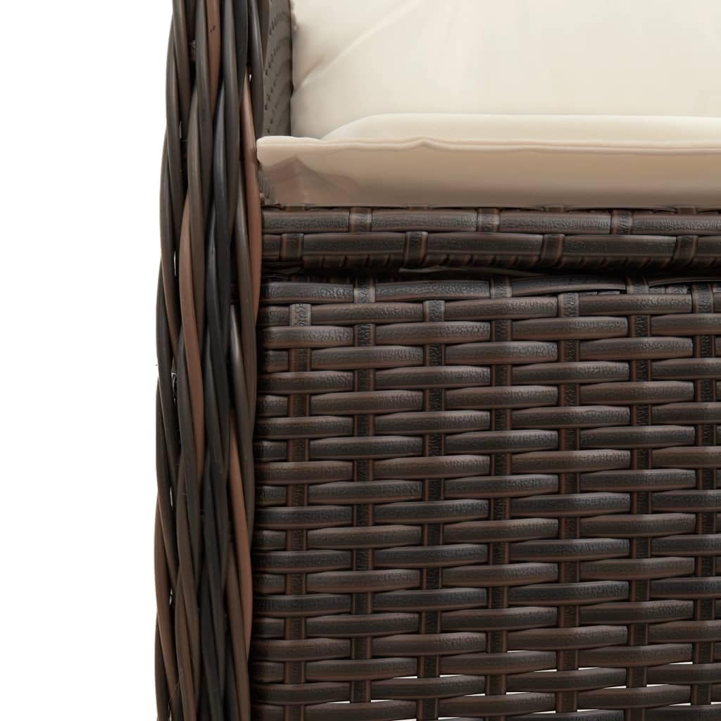 Poltrona reclinabile da giardino con cuscini in rattan sintetico marrone, mobile da esterno con schienale regolabile e struttura in acciaio robusta, comoda seduta per rilassarsi