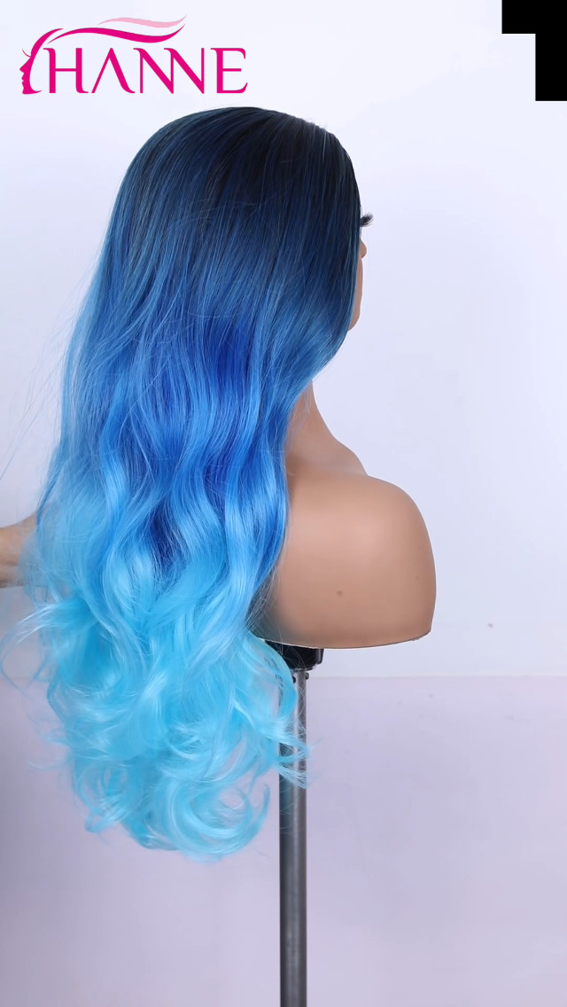 Amazon.com: HANNE Long Blue Wavy Wigs for Women 26 Inch  display picture 1