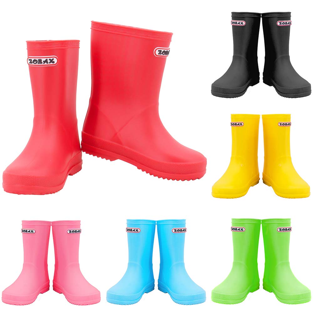 ZoraxGirls Boys Waterproof Non-Slip Kids Motorbike Rain Boots Child Shoes Wellies Unisex Children Wellington Boots, Red, 8 UK Child