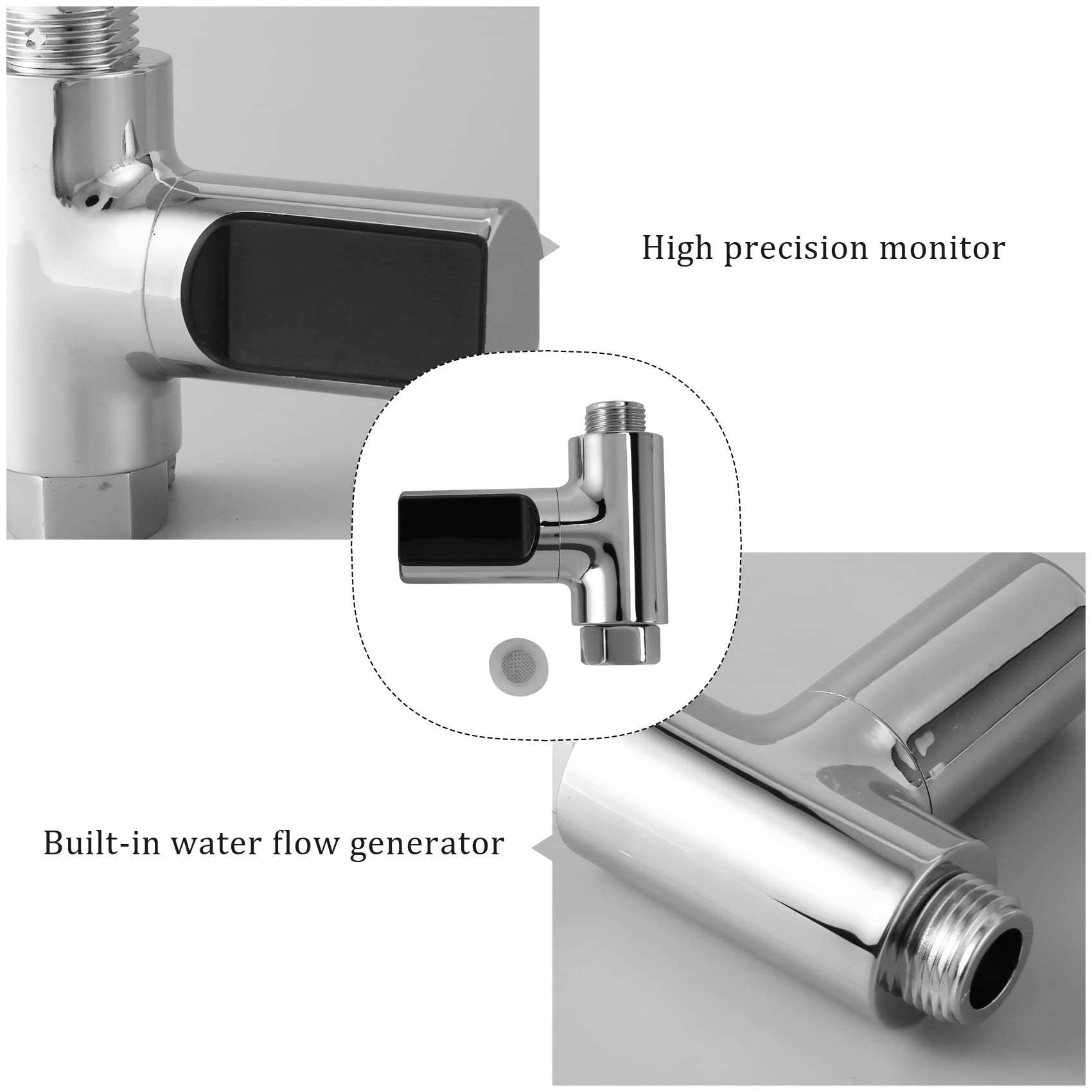 Jevina Indicatore a LED, termometro doccia, flusso d'acqua, misuratore di temperatura doccia autgenerante per la cura del bambino