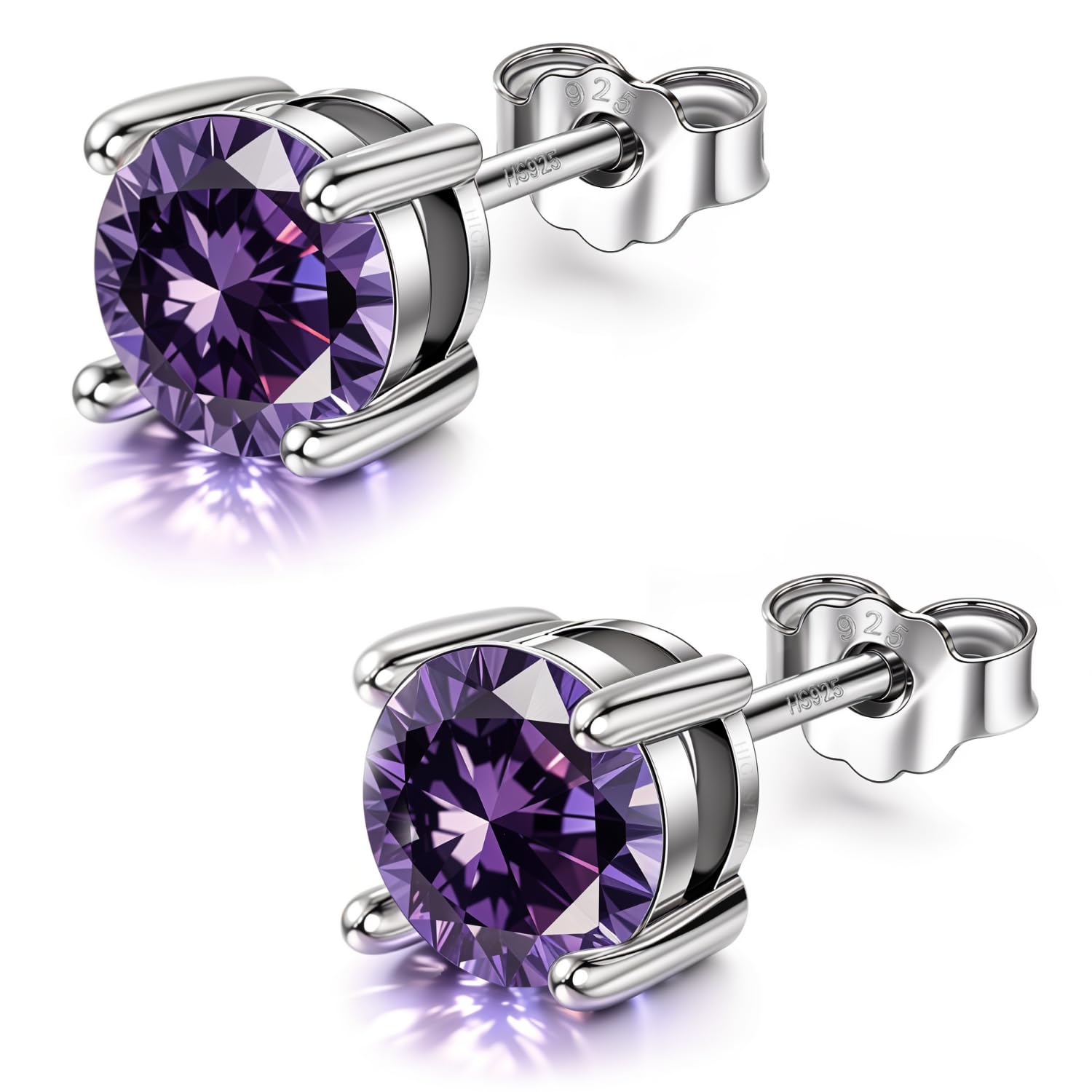 925 Silver Birthstone Solitaire Earrings for Women | 92.5 Sterling Silver and Diamond like Brilliance Sparkling Zirconia | January to December | Lovely Gift