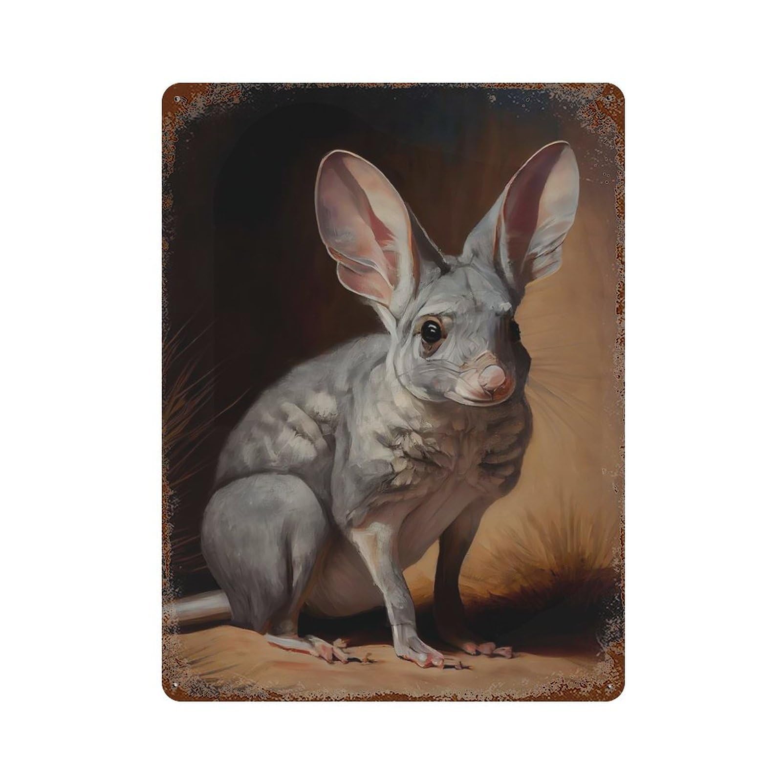 Australian Bilby Oil Paint Rusty Metal Tin Sign 15.7"x11.8", Rustic Home Decor for Living Room, Hallway And Home Decor