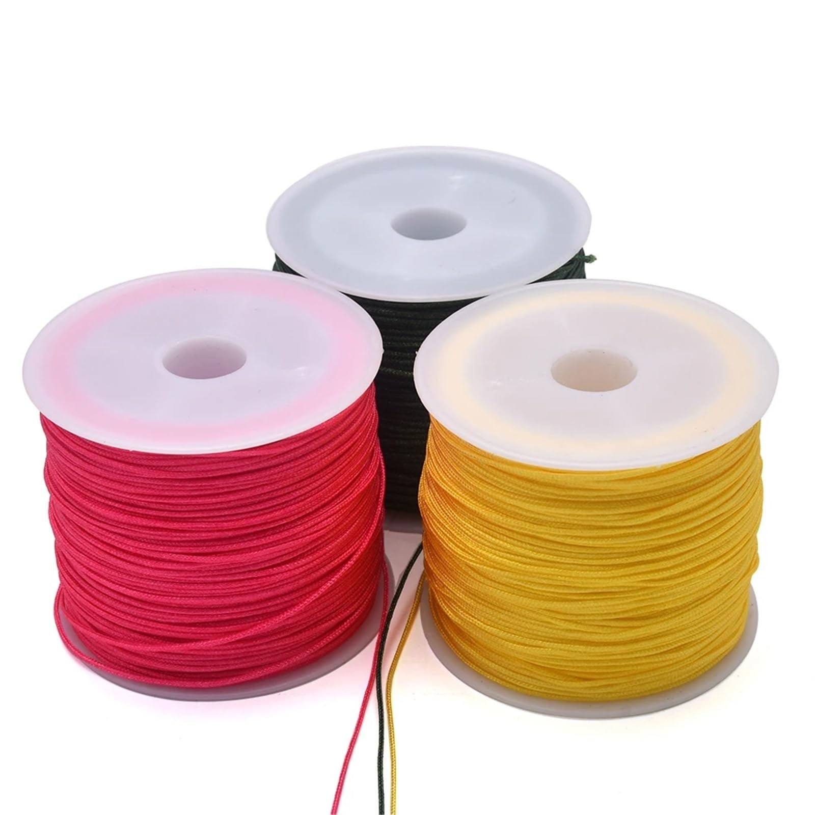 Elastyczny sznurek do bransoletek 20 rolek nylonowy 50 jardów 0.8mm pleciony satynowy tworzenie biżuterii frezowanie szycie naszyjników Craft(Rose Red)
