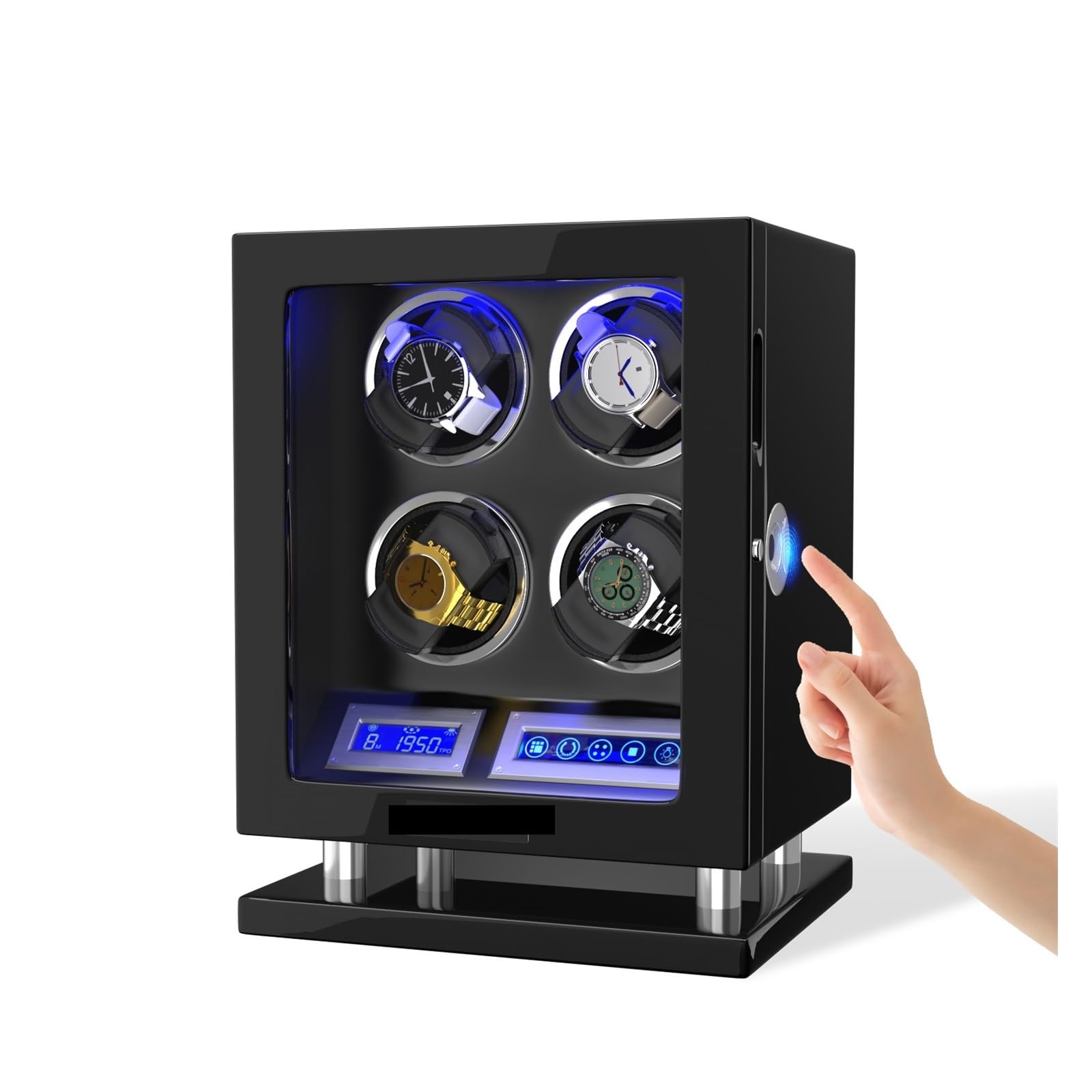 Cassaforte per chiavi da esterno, Avvolgitore Automatico For Orologi Con Sblocco E Impronte Digitali Con Slot 3/4/6/8/12 Touchscreen Telecomando Cassaforte For Orologi Con Motore ,per la scuola di gar
