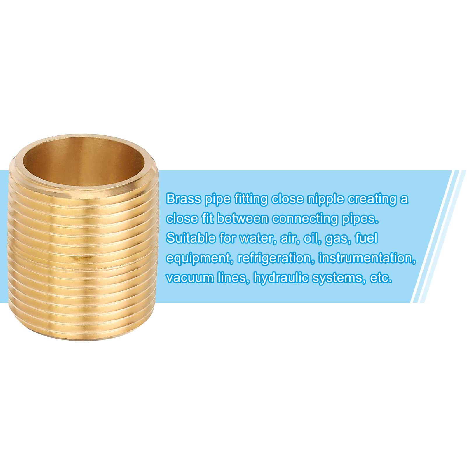 PATIKIL Raccord De Tuyau En Laiton 1" x 1" NPT Male Nipple Fermé, 10Pcs Longueur 1-2/5" Connecteur De Tuyau Droit Pour Systèmes De Carburant, Air, Eau, Huile, Gaz, Ton Laiton
