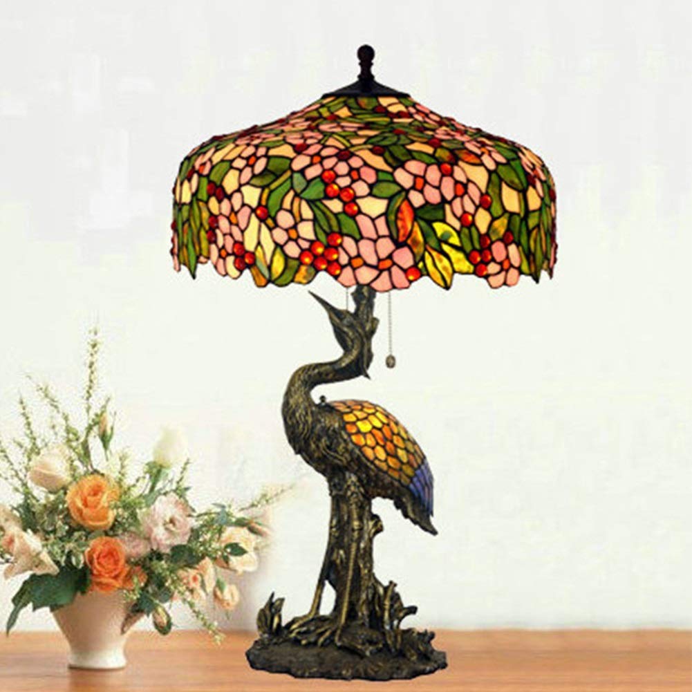 Lampa stołowa w stylu Tiffany 20 "European Wsi kwiat salon Duża lampa stołowa Art Store Decoration Lampa