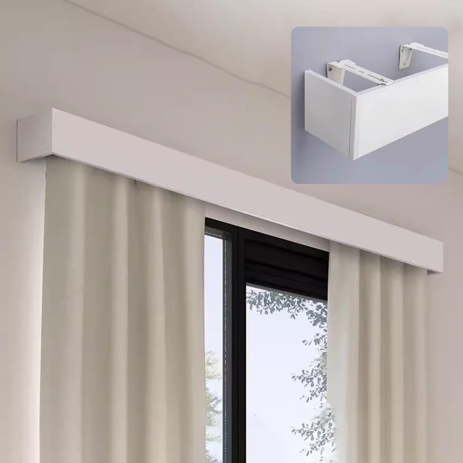 Scatola per mantovana a montaggio a parete per tende con cornice finestra decorativa extra lunga, copertura pannello 170 cm (6.56 ft)