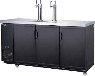 Dukers 2 Keg Cooler, Beverage Kegerator, 72“W 3 Swing Door, Auto Defrost, DKB72-M3 Black…