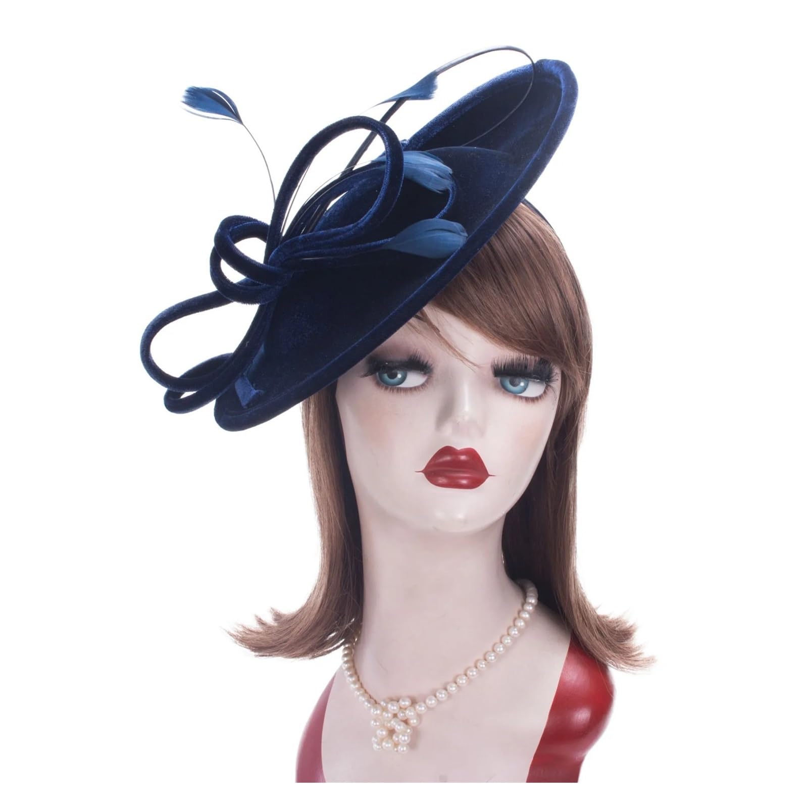 Cappelli Fascinator Cappello da Donna Elegante con Copricapo Fascinator in Chiesa for Occasioni di Matrimonio in Velluto ad Anello(Green)