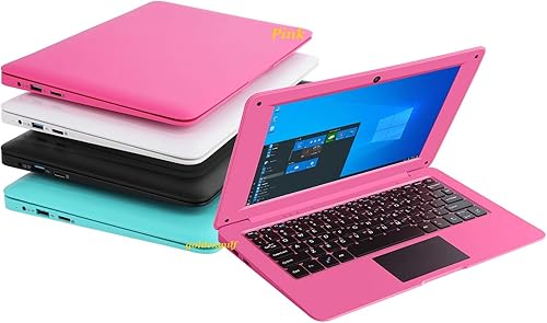 Computadora portátil con Windows 10 Mini 10 pulgadas, 32 GB, ultrafino y ligero, Netbook Intel Quad Core CPU PC HDMI WiFi USB Netflix YouTube (rosa)