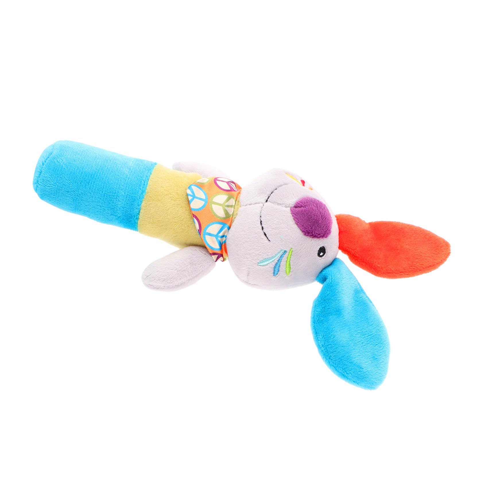 HANABASS Jouet D'éveil en Peluche pour Bébé, Forme Animal Cartoon, Bleu et Orange, Favorise Exercice Main-œil et Émet Son Lors de Secouement, pour Jouer Garçon Fille