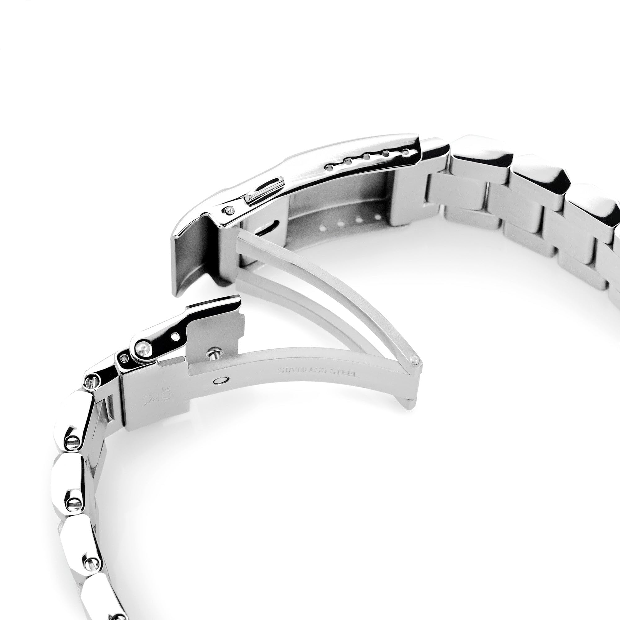 MiLTAT Bracelet de montre Hexad de 22 mm à extrémité droite, fermoir en acier inoxydable 316L brossé