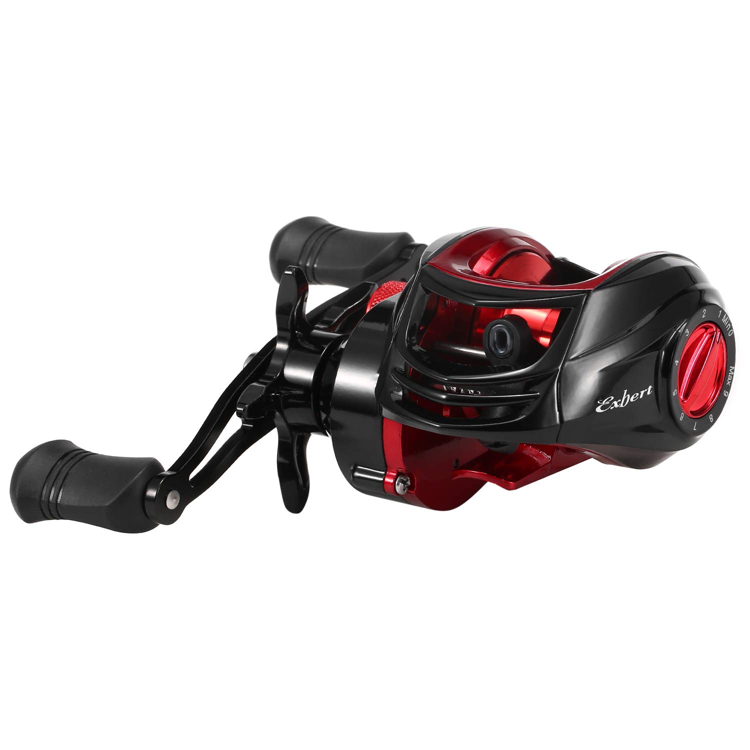 Baitcasting-Rolle, 18+1BB Kugellager, Baitcasting-Angelrolle, Hohe Geschwindigkeit, 7,2: 1 Übersetzungsverhältnis, Magnetisches Bremssystem, Baitcaster-Rolle, Rot und Schwarz, für