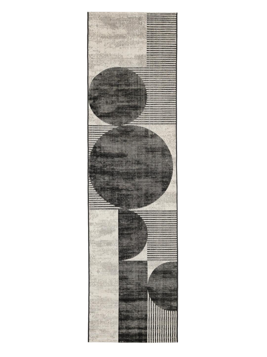 RugVista Deco Alfombra, 100 x 400 cm, Negro/Off Blanco | Modernas, Rectangular, Pelo corto, Limpieza en seco, Oeko-Tex 100