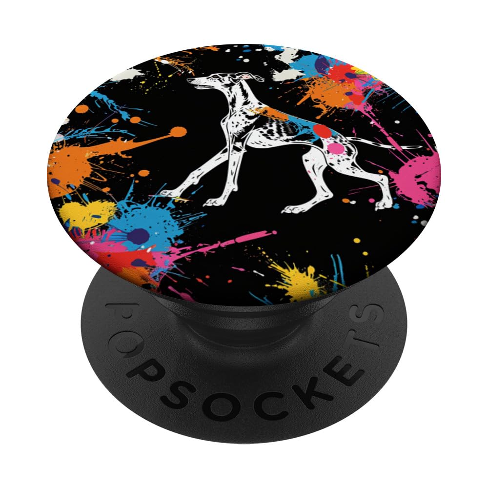 Abstract Color Splash Greyhound Dog Lover PopSockets Swappable PopGrip, Black