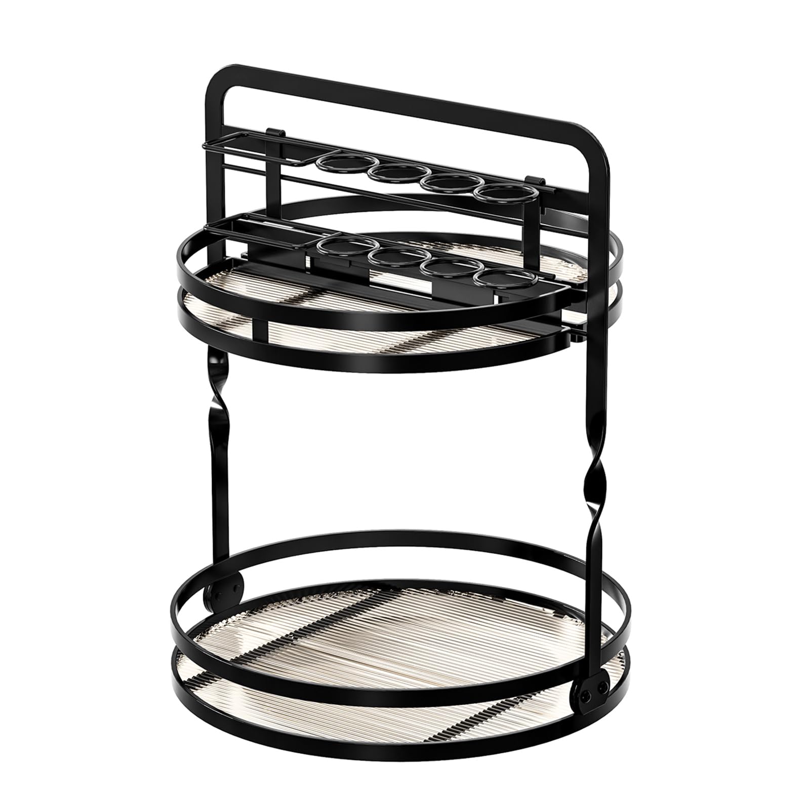 APGLSXY Revolving Cosmetic Holder with Two Compartments and Visible Brush Stand for Dresser Table Quick Assembly Makeup Stand