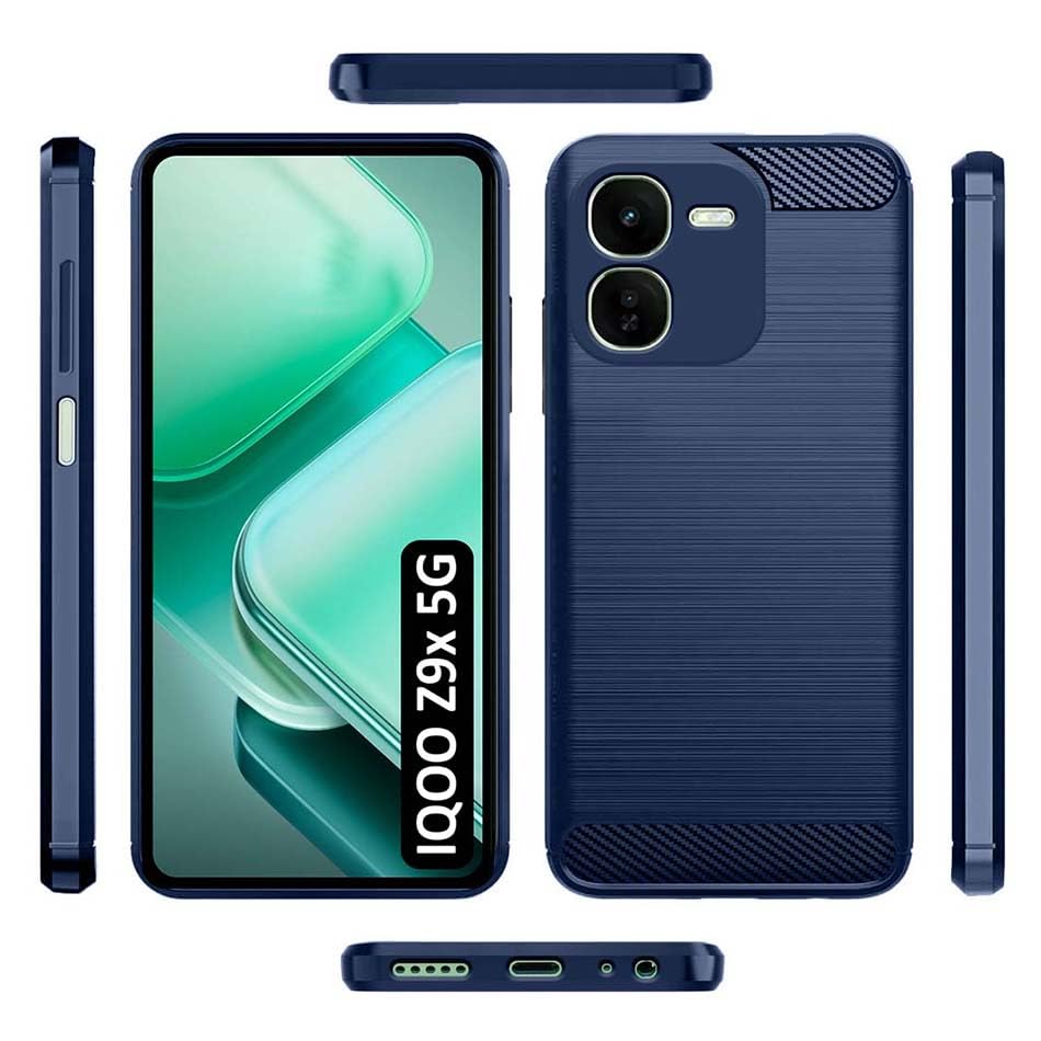 Image of Fashionury Back Cover for iQOO Z9x 5G | Hybrid Protection | Anti-Slip Grip | Rubber TPU Stylish Back Case for iQOO Z9x 5G (Blue)