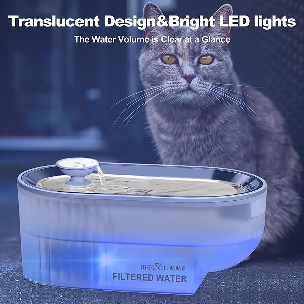 WEGOLIMME Cat Water Fountain Stainless Steel 2.5L Dog Drinking Fountain