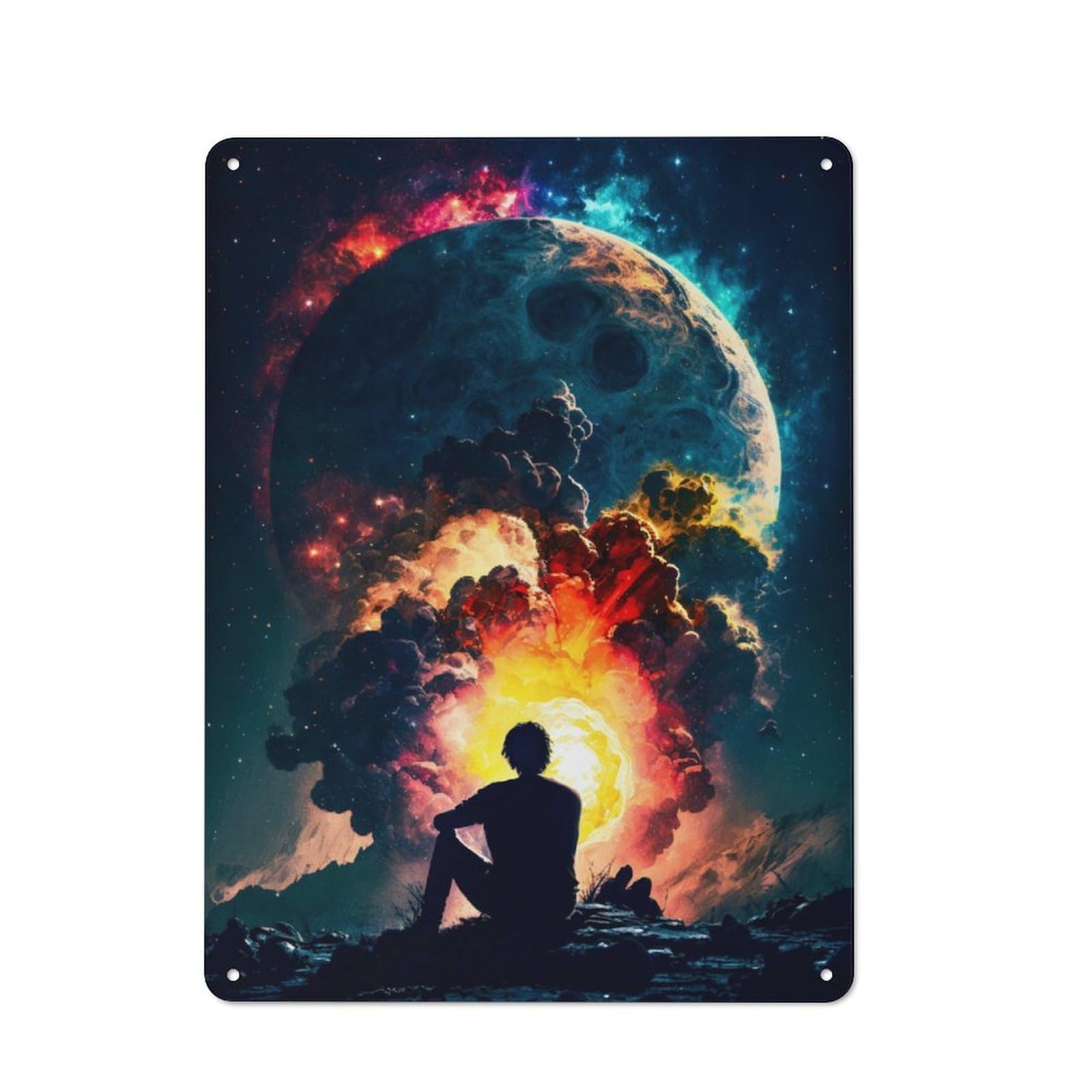 Junmoney Pensive In Space Rustic Tin Sign 40X30cm Featuring For Garage Or Workshop, For Updating Garage And Workshop After Moving