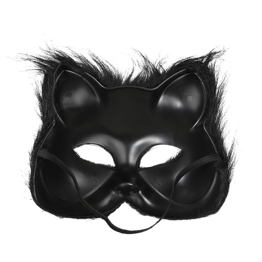 haozaikeji Animal Costume Furry Cat Mask and Tail Paw Gloves Set Faux Fur Plush Wolf Set Includes Mask Long Tail and Gloves Paws for Halloween Costume Fancy Dress Party Cosplay Accessory - Image 4
